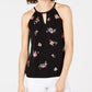 INC International Concepts Women's Petite Embellished Bubble Hem Halter Top Black Size 44
