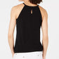 INC International Concepts Women's Petite Embellished Bubble Hem Halter Top Black Size 44