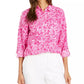 Charter Club Women's Linen Printed Blouse Pink Size small
