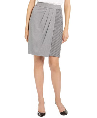 Calvin Klein Women's Houndstooth Pleated Skirt Gray Size 6