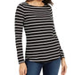 Charter Club Women's Petite Striped Top Black Size -PL
