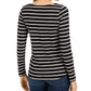 Charter Club Women's Petite Striped Top Black Size -PL