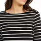 Charter Club Women's Petite Striped Top Black Size -PL