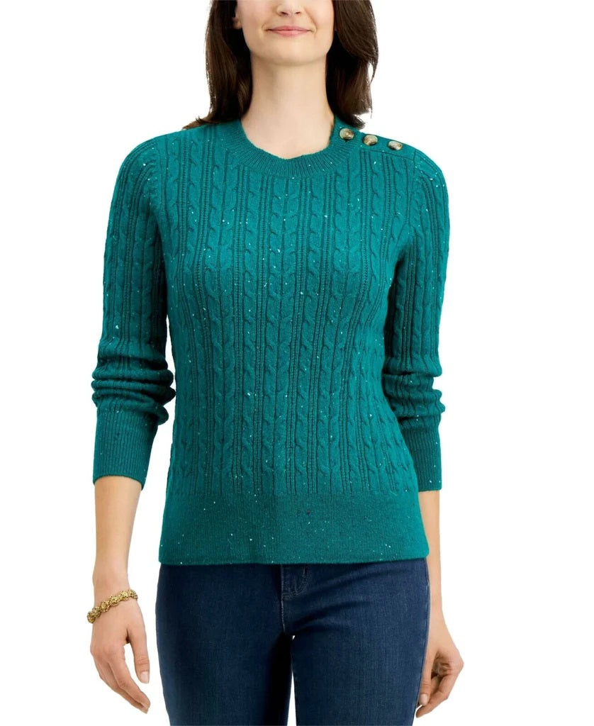 Charter Club Women's Cable Sweater Green Size X-Small