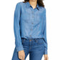 Charter Club Women's Petite Chambray Shirt Blue Size 44
