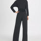 DKNY Women's Jersey Ruched Top Jumpsuit Black Size 12