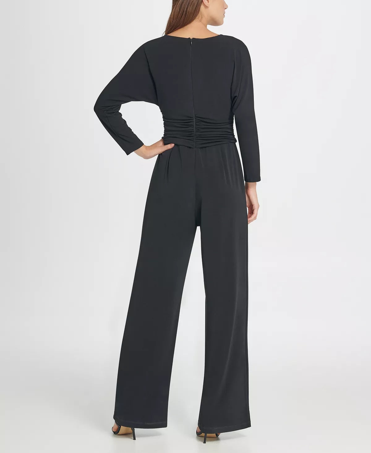 DKNY Women's Jersey Ruched Top Jumpsuit Black Size 12