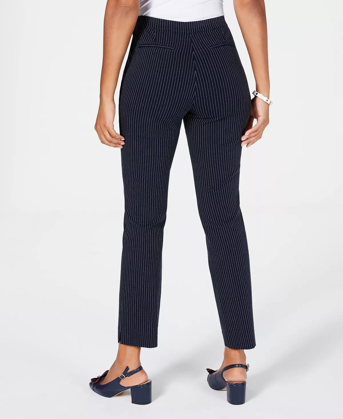 Charter Club Women's Petite Pinstriped Pull-On Pants Bright Blue Size 6 Petite