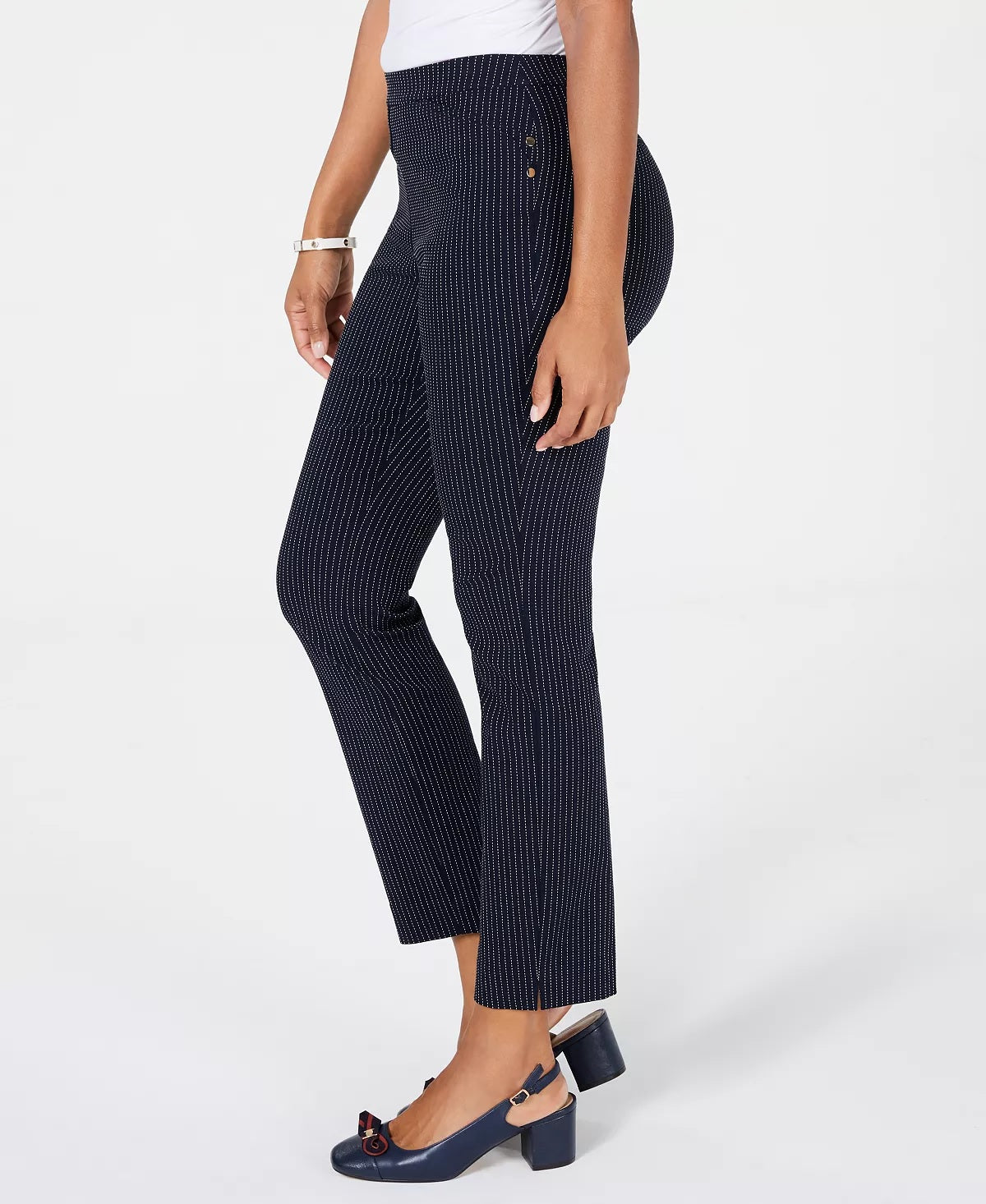 Charter Club Women's Petite Pinstriped Pull-On Pants Bright Blue Size 6 Petite