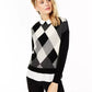 Charter Club Women's Argyle Cashmere Layered-Look Sweater Regular & Petite Sizes Black Size Small