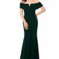 Betsy & Adam Women's Petite Off-The-Shoulder Gown Green Size 12 Petite