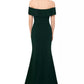 Betsy & Adam Women's Petite Off-The-Shoulder Gown Green Size 12 Petite