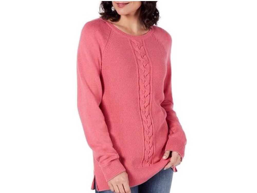 Karen Scott Women's Cable Knit Cardigan Pink Size Petite S