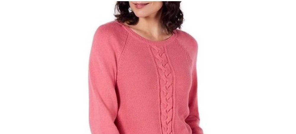 Karen Scott Women's Cable Knit Cardigan Pink Size Petite S