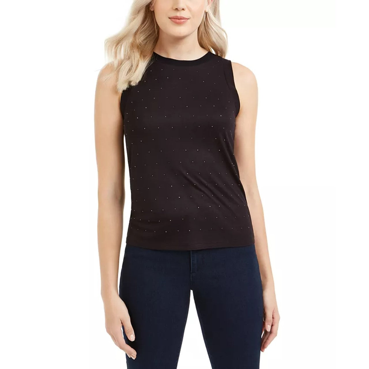 Bar III Women's Studded Sleeveless Top Black Size Small