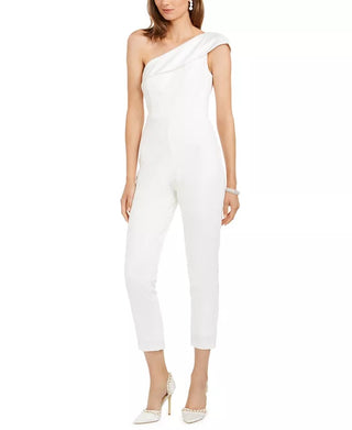 Adrianna Papell Women's One-Shoulder Jumpsuit White Size 12