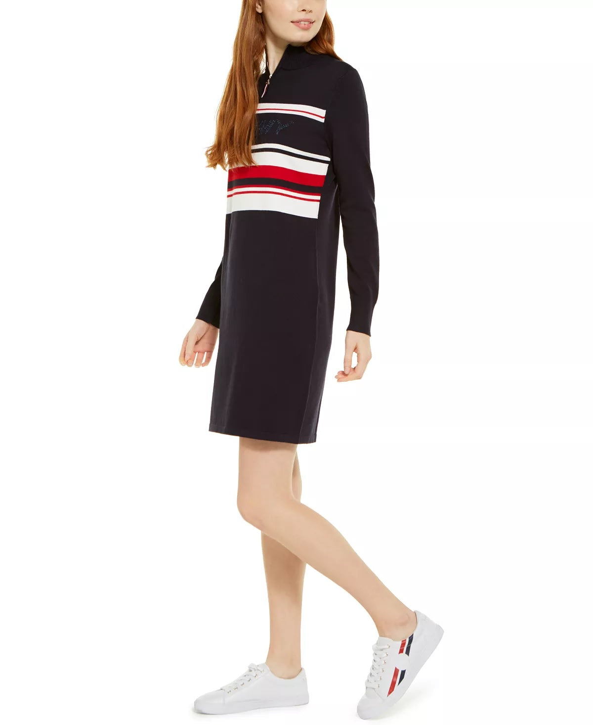 Tommy Hilfiger Women's Quarter-Zip Sweater Dress Blue Size X-Small
