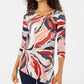 JM Collection Women's Petite Printed Asymmetrical Top Red Size Petite