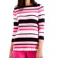 Charter Club Women's Pima Cotton Button Shoulder Stripe Top Pink Size X-Large