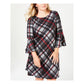 Jessica Howard Women's Plus Size Plaid Bell-Sleeve Dress Charcoal Size 2X