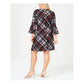 Jessica Howard Women's Plus Size Plaid Bell-Sleeve Dress Charcoal Size 2X