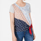 Style & Co Women's Petite Patch Side-Tie Top Natural Size PM