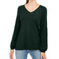 Style & Co Women's Bishop Sleeve Tunic Sweater Green Size Large