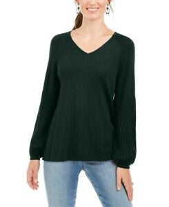 Style & Co Women's Bishop Sleeve Tunic Sweater Green Size Large