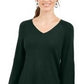 Style & Co Women's Bishop Sleeve Tunic Sweater Green Size Large