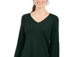 Style & Co Women's Bishop Sleeve Tunic Sweater Green Size Large