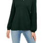 Style & Co Women's Bishop Sleeve Tunic Sweater Green Size Large