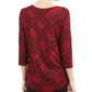 JM Collection Women's 3/4-Sleeve Printed Top Red Size Medium