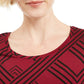 JM Collection Women's 3/4-Sleeve Printed Top Red Size Medium