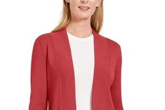 JM Collection Women's Petite Open-Front Cardigan Red Size PS