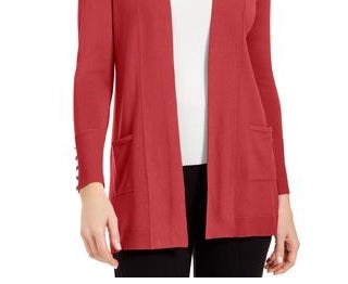 JM Collection Women's Petite Open-Front Cardigan Red Size PS