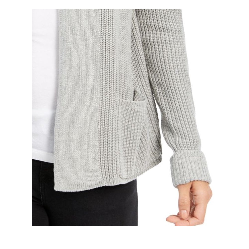 Charter Club Women's Cotton Cropped Cardigan Silver Size Petite L