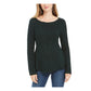 Style & Co Women's Textured Speckle Long Sleeve Jewel Neck T-Shirt Sweater Green Size Petite M