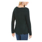 Style & Co Women's Textured Speckle Long Sleeve Jewel Neck T-Shirt Sweater Green Size Petite M