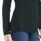 Style & Co Women's Textured Speckle Long Sleeve Jewel Neck T-Shirt Sweater Green Size Petite M