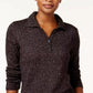 Karen Scott Women's Point Collar Marled Sweater Black Size Large