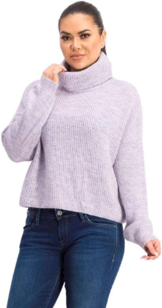 Sun & Moon Women's Box Ribbed Turtleneck Sweater Purple Size Small