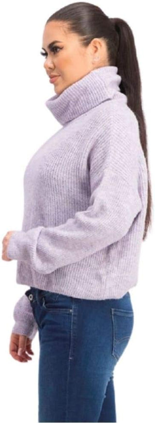 Sun & Moon Women's Box Ribbed Turtleneck Sweater Purple Size Small