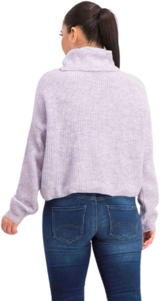 Sun & Moon Women's Box Ribbed Turtleneck Sweater Purple Size Small