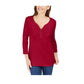 Karen Scott Women's Cotton Henley Shirt Red Size Petite L