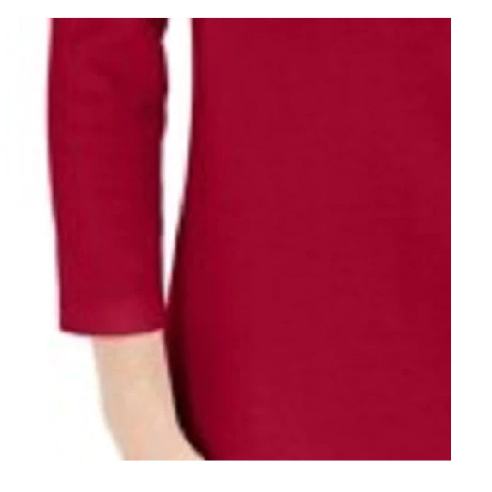 Karen Scott Women's Cotton Henley Shirt Red Size Petite L