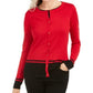Karen Scott Women's Printed Long Sleeve Jewel NeckTop Red Size Petite Small