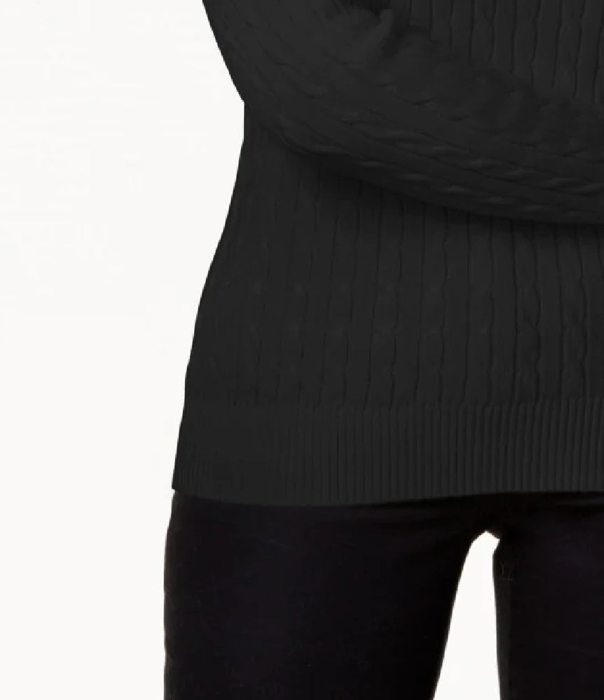 Karen Scott Women's Cotton Cable Knit Sweater Black Size PXL