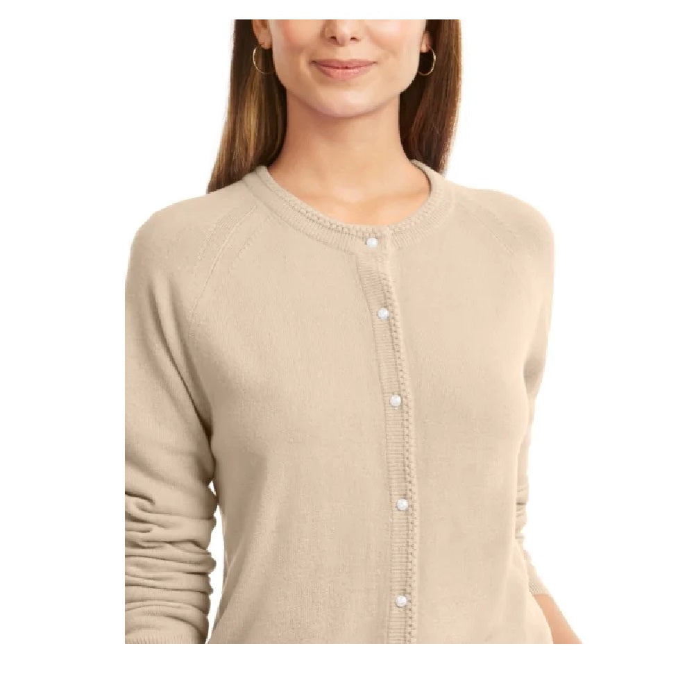 Karen Scott Women's Luxsoft Button Cardigan Brown Size Petite S