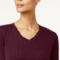 Karen Scott Women's Cotton Cable Knit Sweater Red Size Petite L