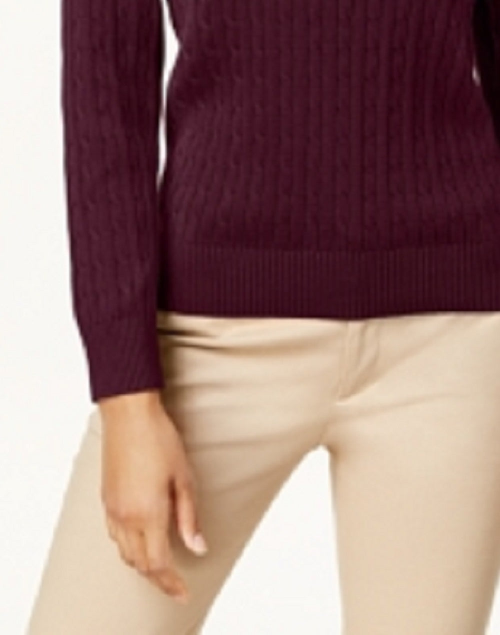 Karen Scott Women's Cotton Cable Knit Sweater Red Size Petite L